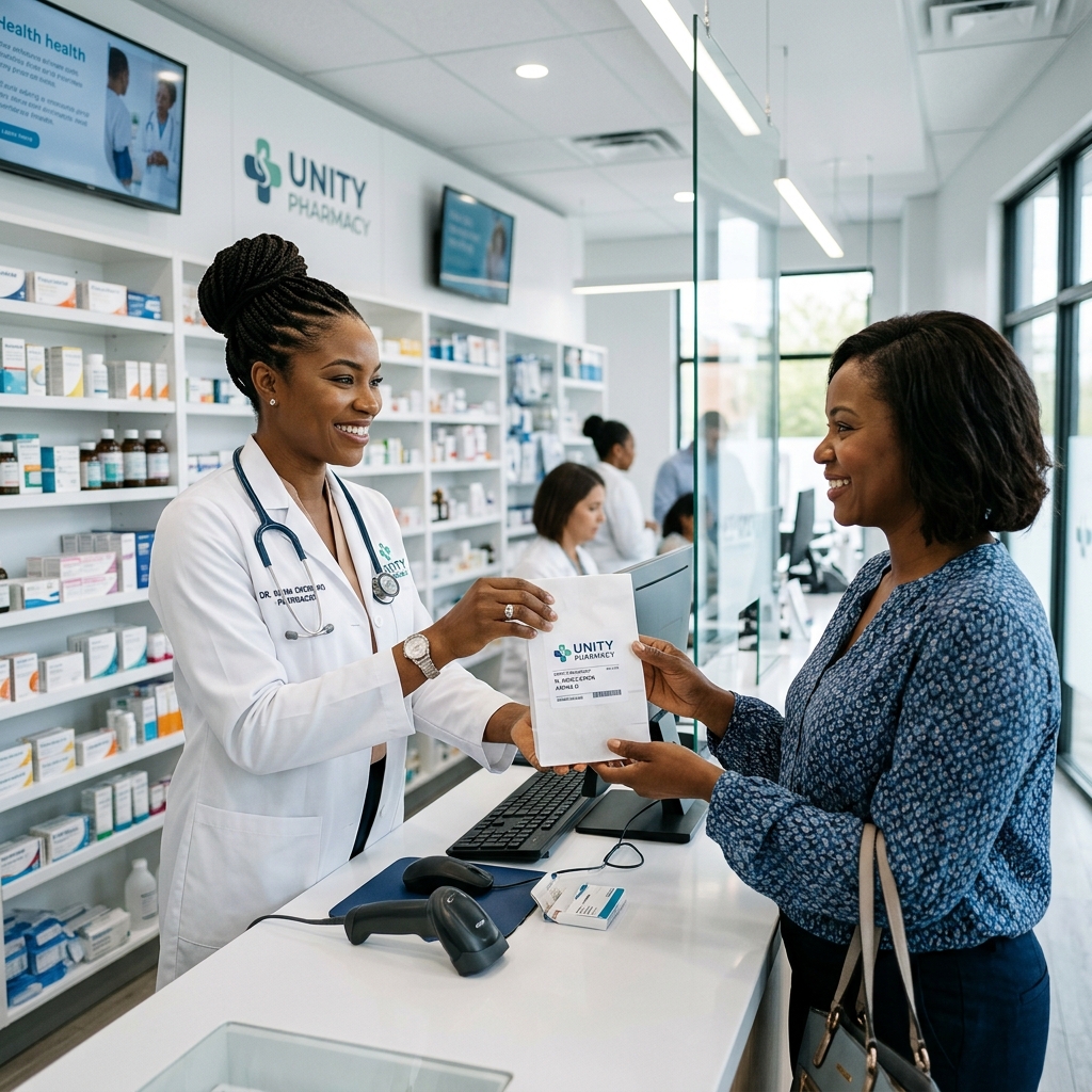 Pharmacien professionnel utilisant Livra