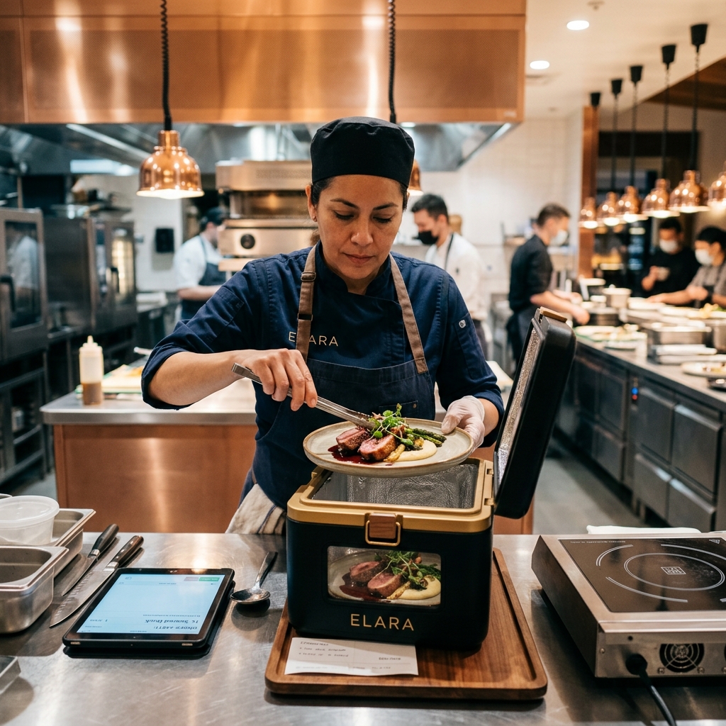 Chef préparant une commande pour la livraison